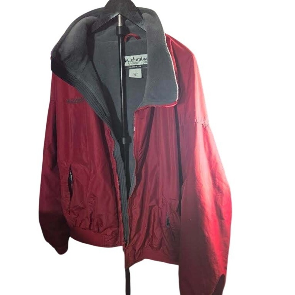 Columbia Sportswear Mens XXL Red Fleece Lined‎ Nylon Bomber Jacket Full Zip
